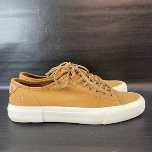 Frye Ludlow Canvas Low Top Sneakers Mens Size 11 Cognac Brown Casual Shoes